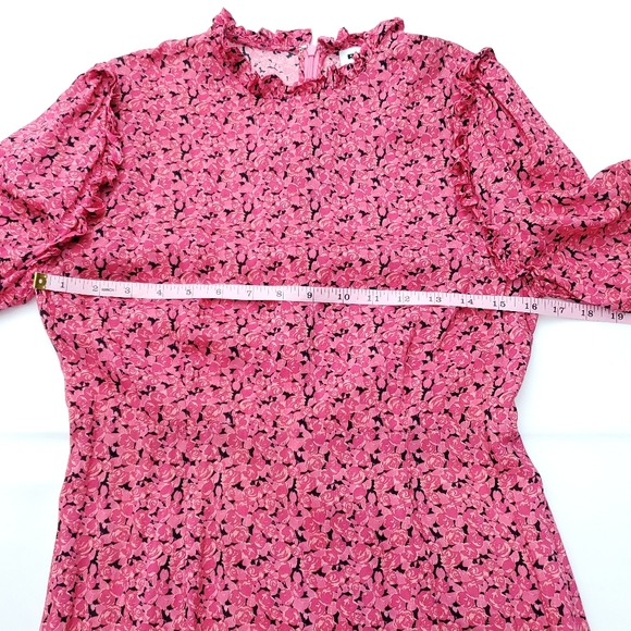 RIXO Monet Pink/Black Floral Silk Cotton Maxi Dress Long Sleeves Summer Size S‎ - Picture 8 of 13